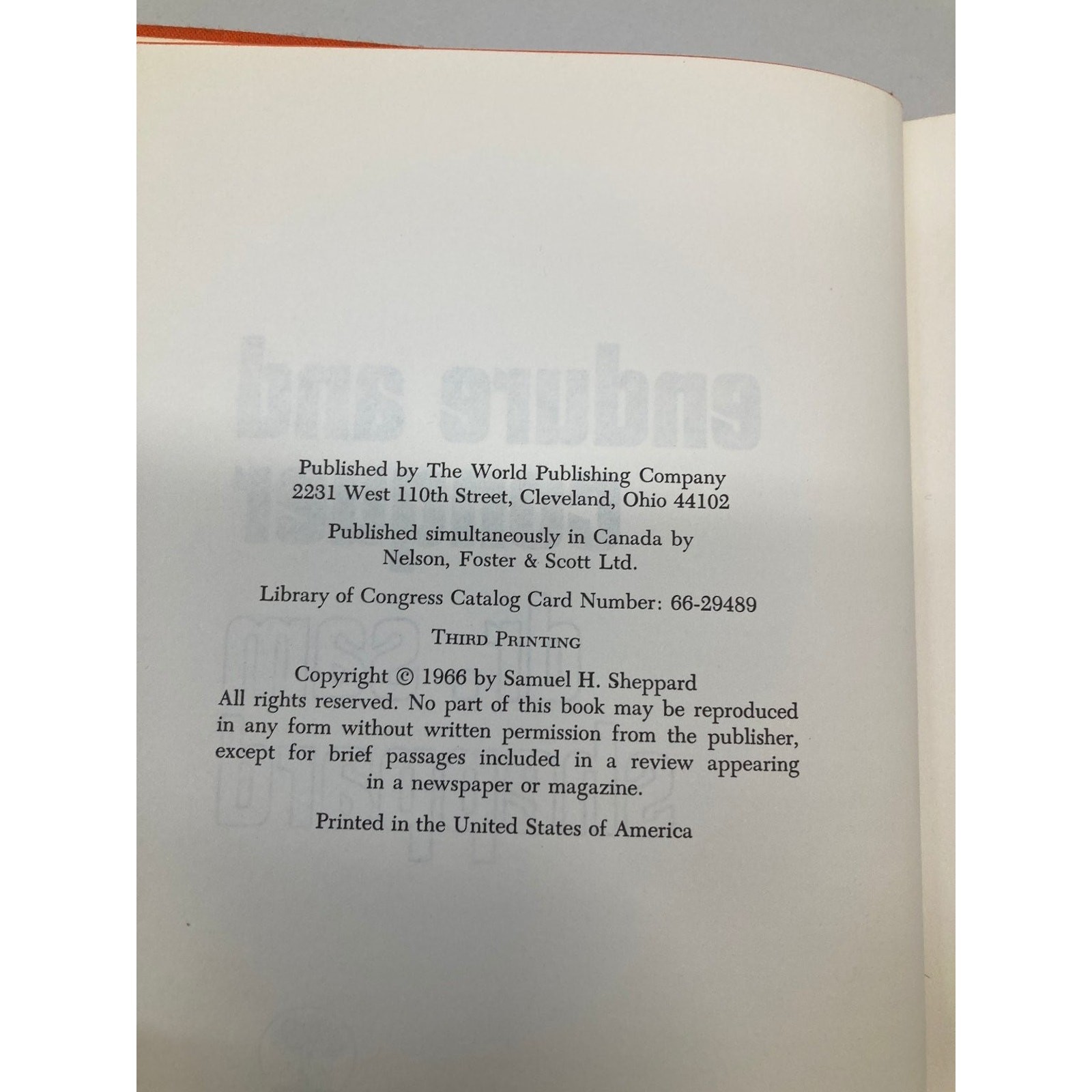 Endure and Conquer Dr. Sam Sheppard 1966 Third Printing The World Publishing