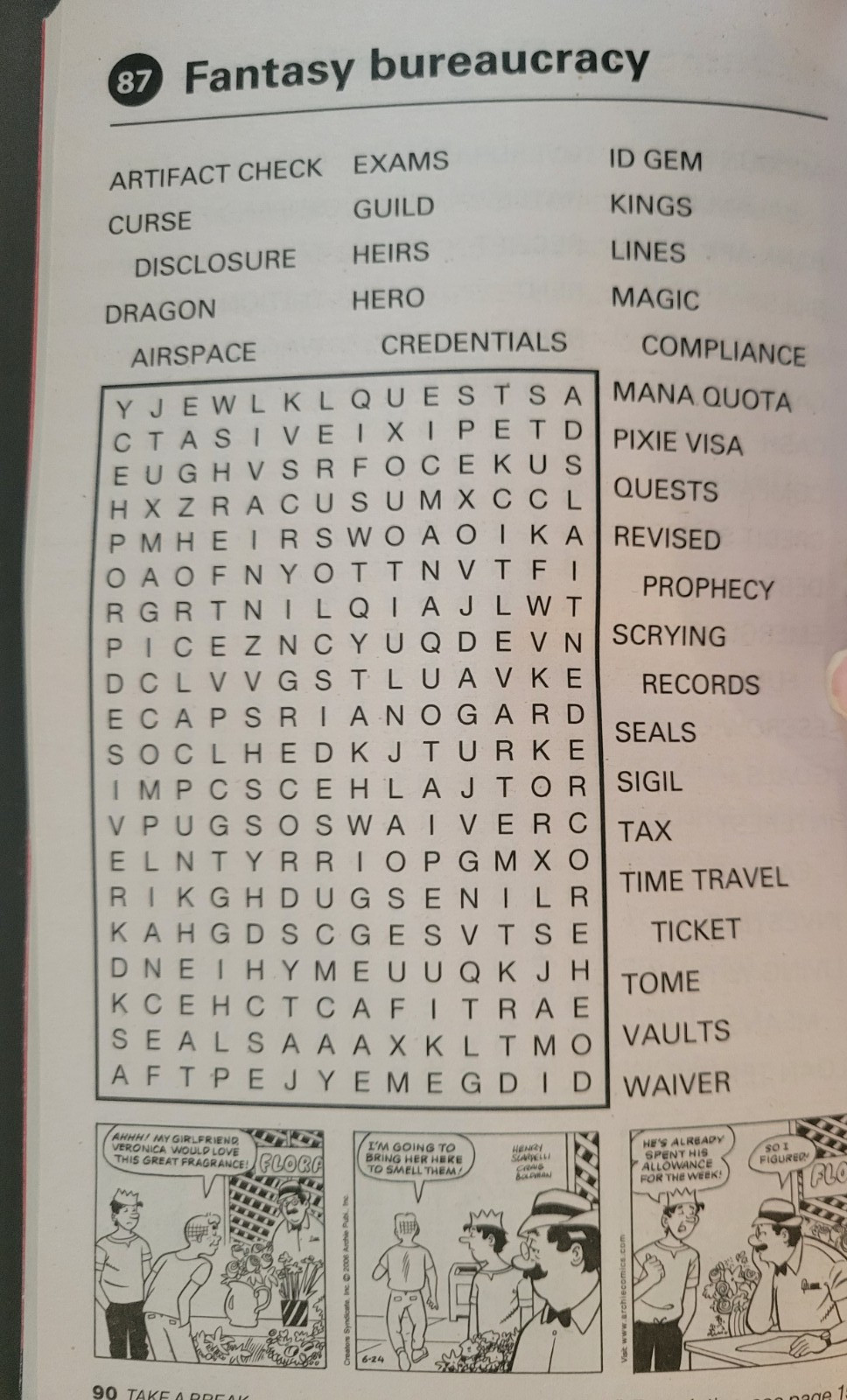 Archie Themed Word Search Puzzle Book by Take-A-Break – Over 134 Challenges
