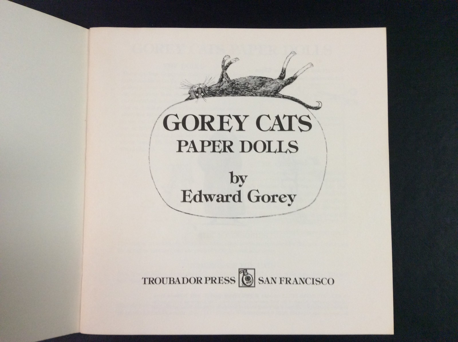 Paper Dolls Gorey Cats by Edward Gorey Paperback 1982 40 pages (Brand New)