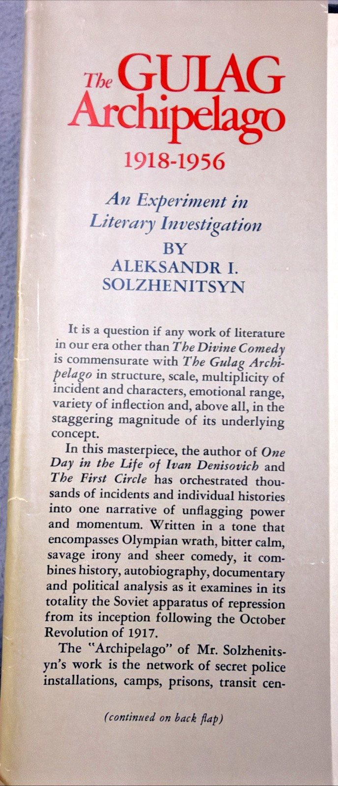 The Gulag Archipelago Aleksandr I. Solzhenitsyn First Edition HCDJ Book 1973