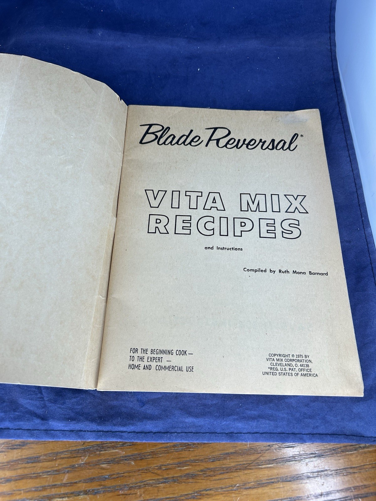 Vita Mix Corp Blade Reversal Recipes 1975 Cookbook Original