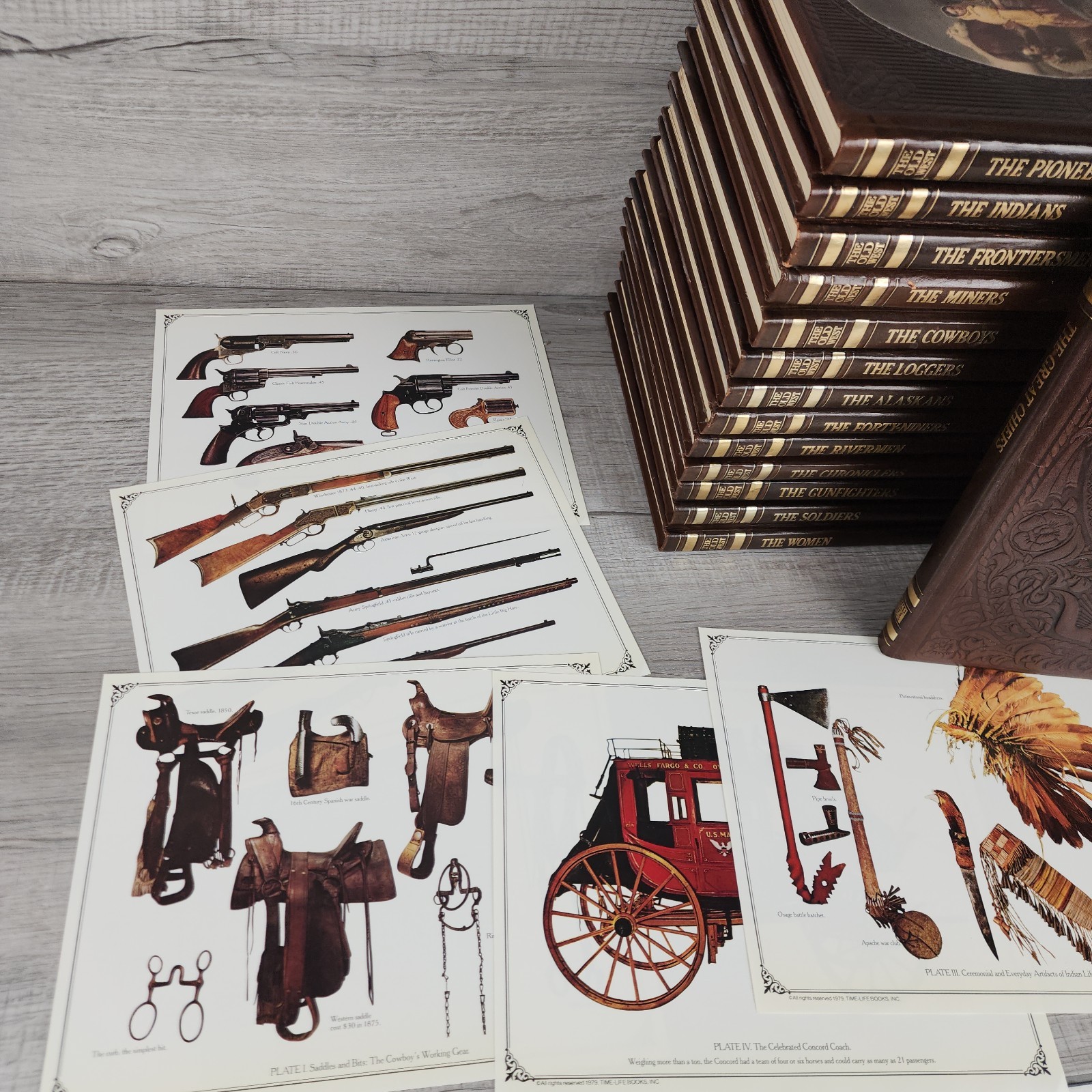 Lot of 14 Time Life Books The Old West Series Hardcover Brown Faux Leather