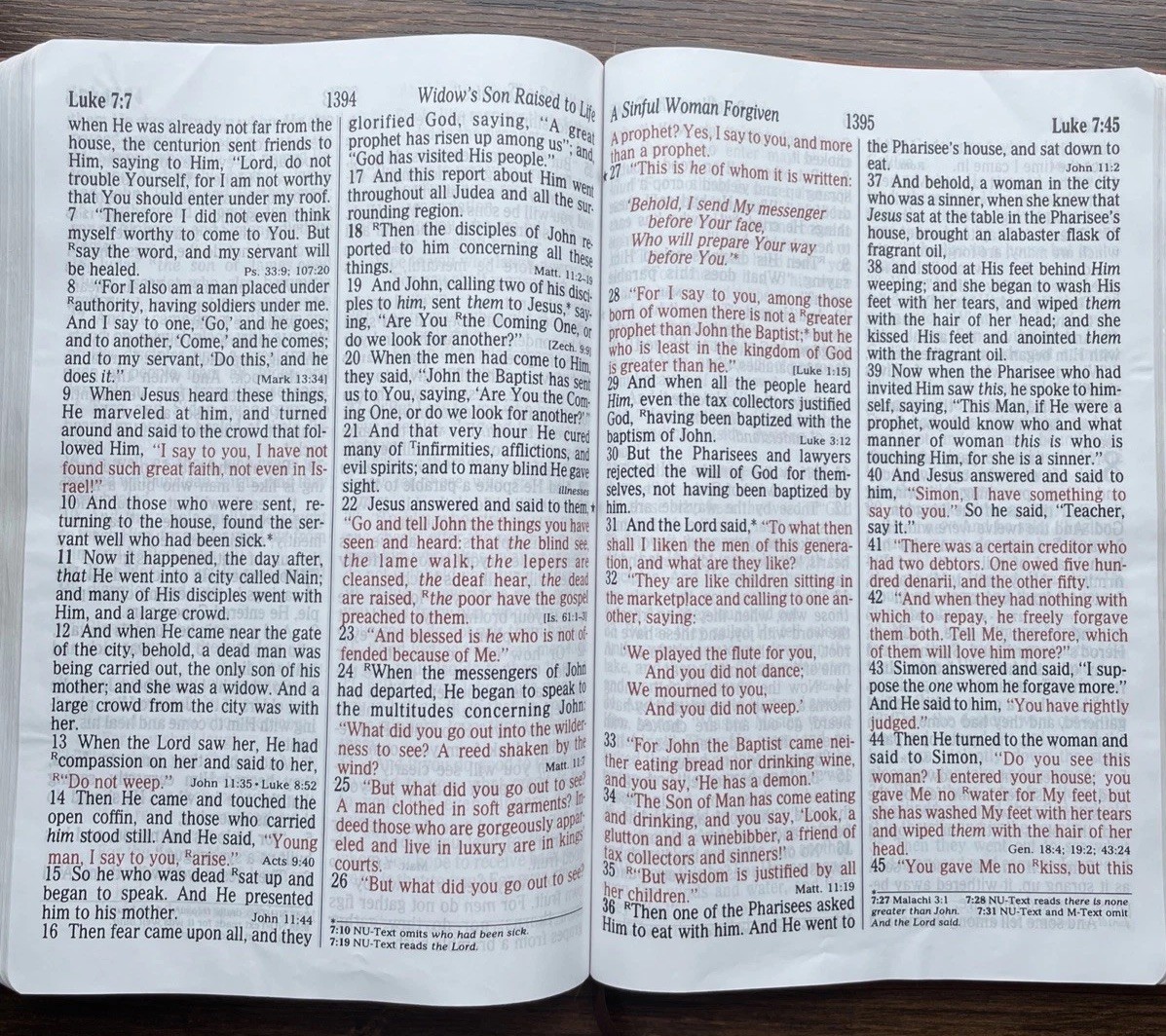NKJV Holy Bible Super Giant Print Reference Edition Red Letter Leather Worn