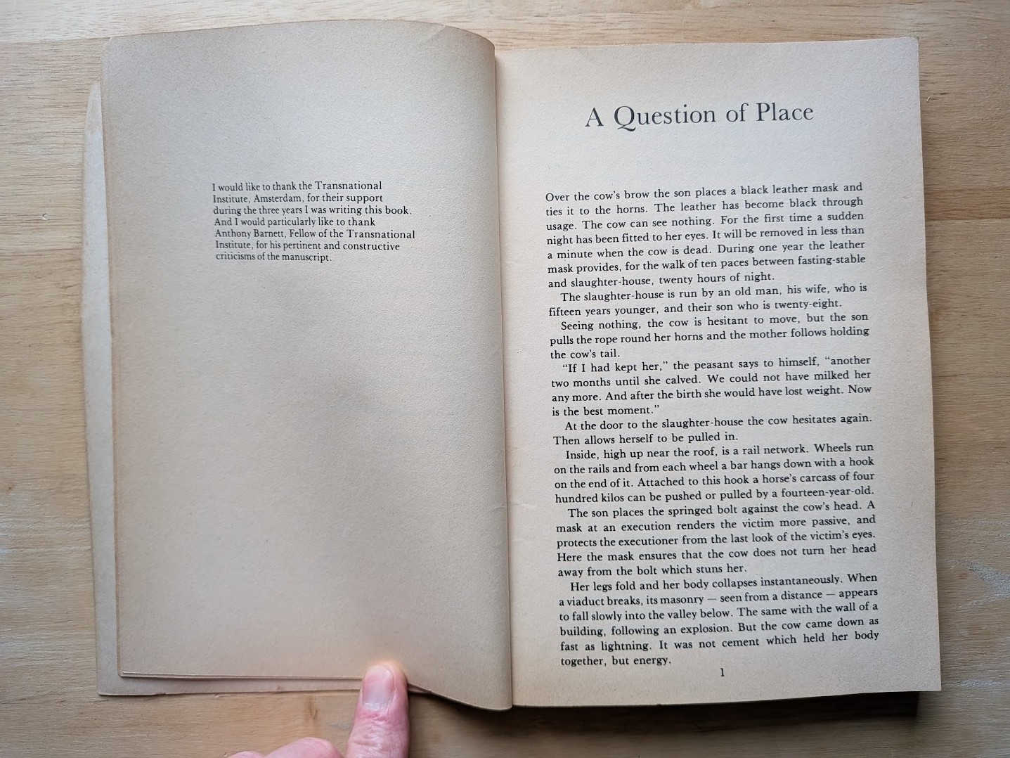 Pig Earth by John Berger – 1981 Pantheon Books – 1st American Paperback Edition