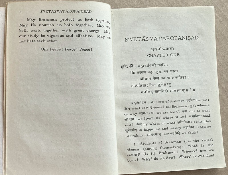 Svetasvataropanisad, Swami Tyagisananda 1971, 6th Edition; Mylapore, Madras