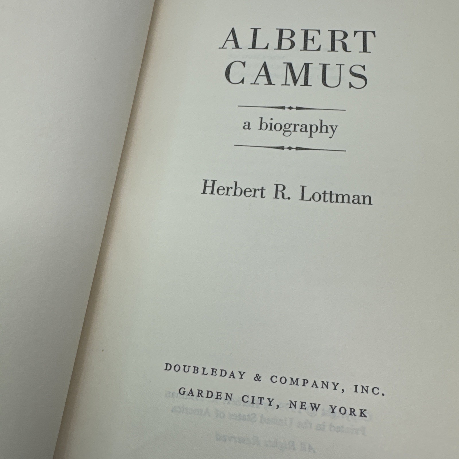 Albert Camus a Biography Herbert R. Lottman Hardcover 1979 Book Club Edition