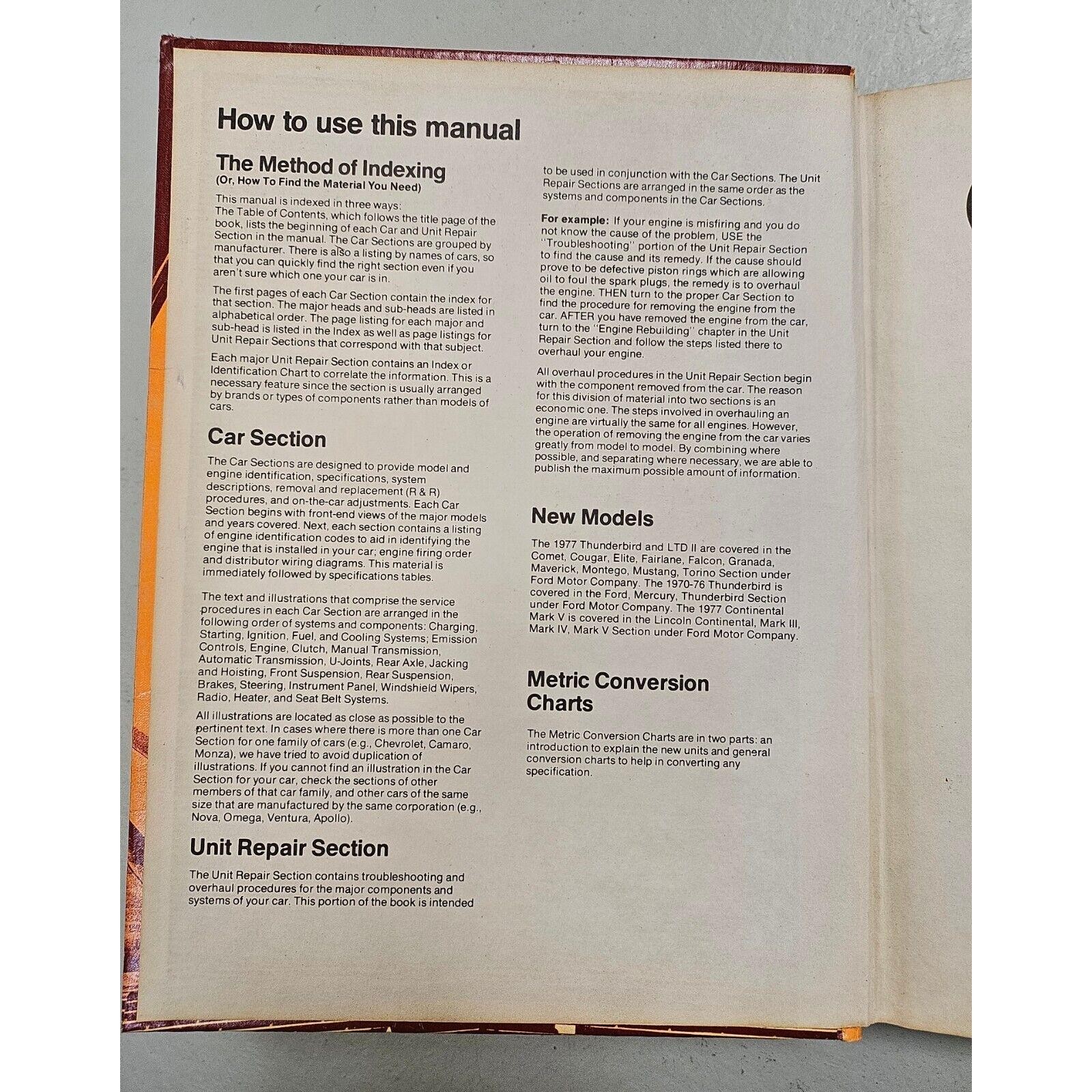 1977 Chilton’s Auto Repair Manual for American Cars from 1970 – 1977 Hardback