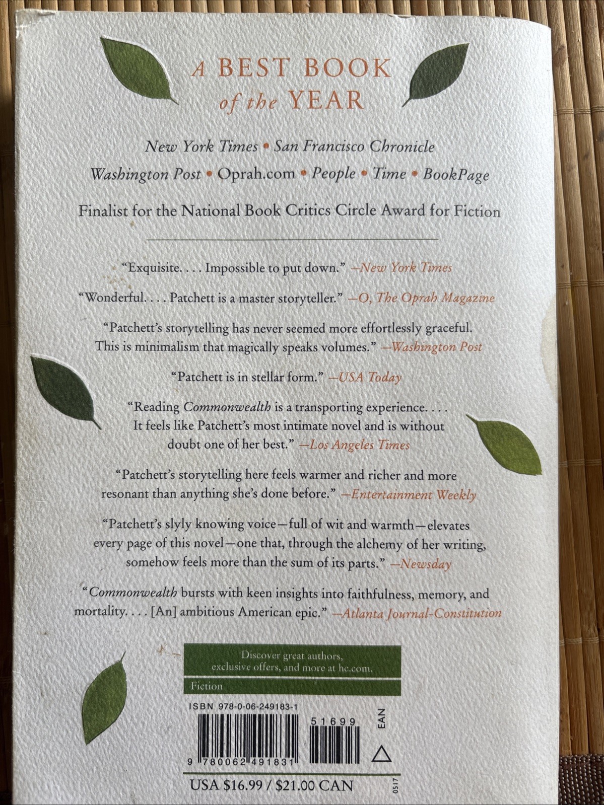 Commonwealth: A Novel by Ann Patchett (2017, Trade Paperback)