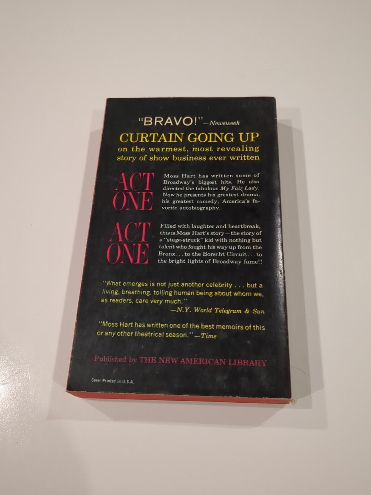Act One; an Autobiography of Moss Hart, paperback 383 pages published by Signet