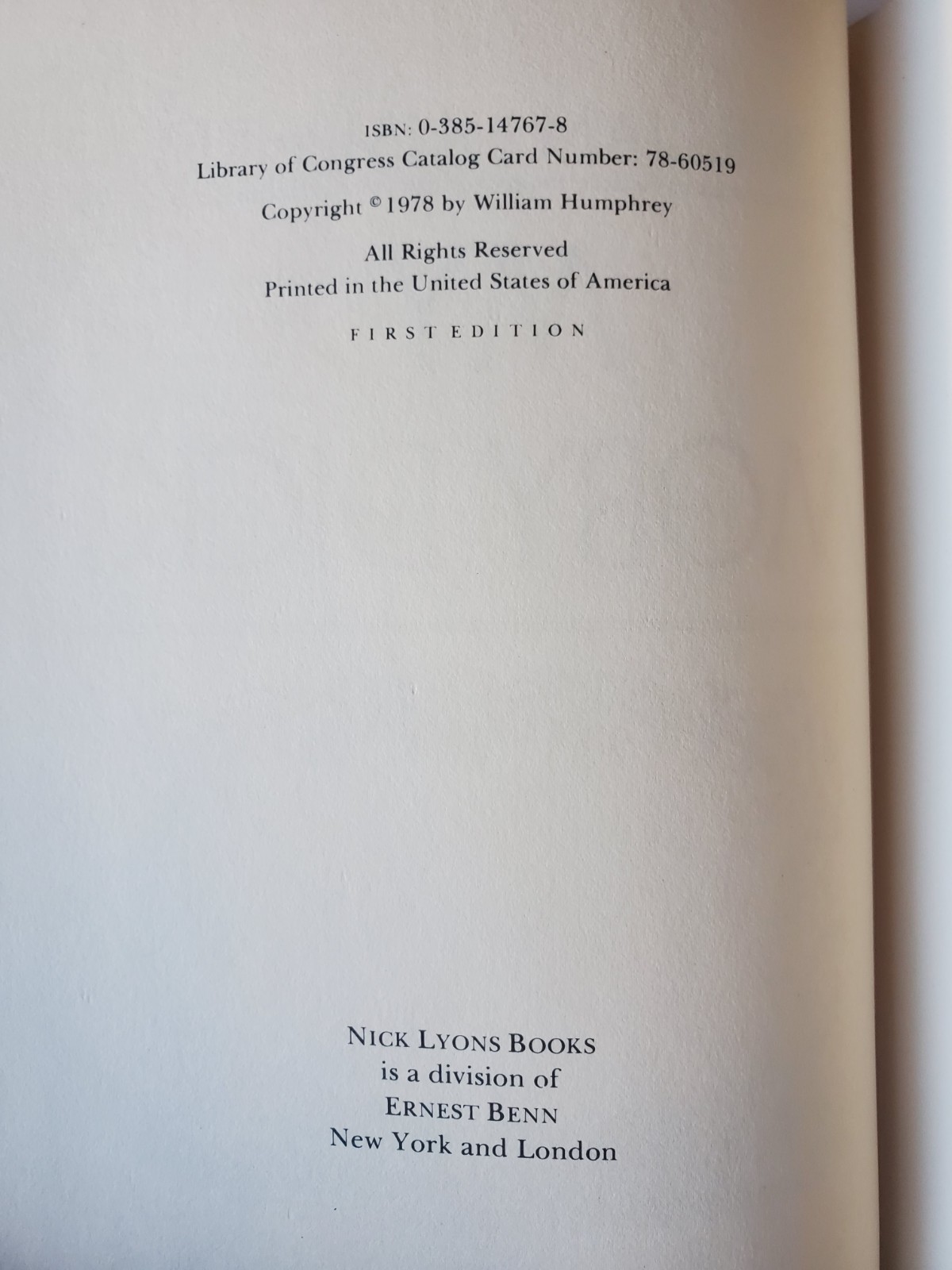 My Moby Dick by William Humphrey First Edition Hardcover 1978 Nick Lyons Books