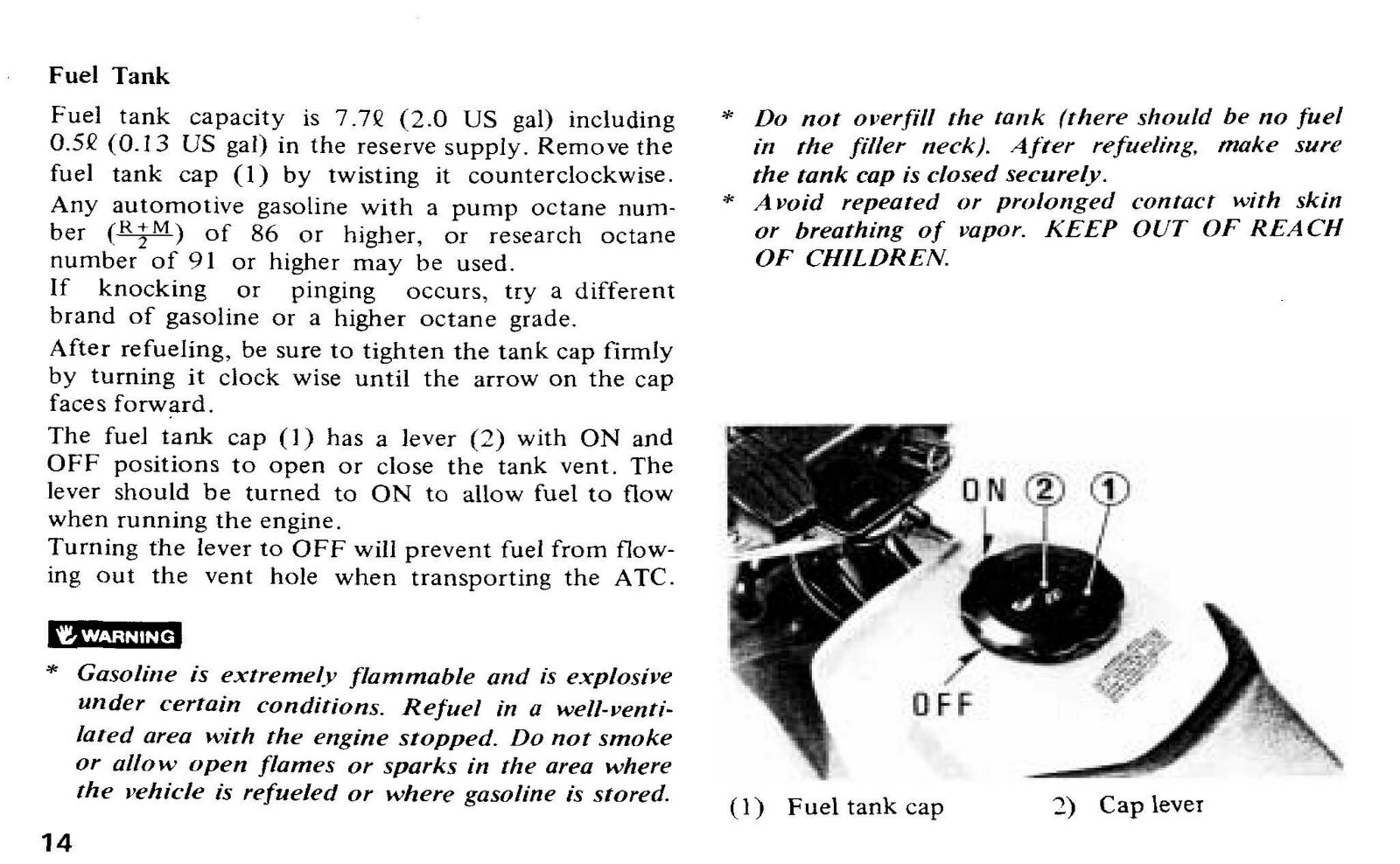 1984 Honda ATC125M Owner’s Manual 70 Pages