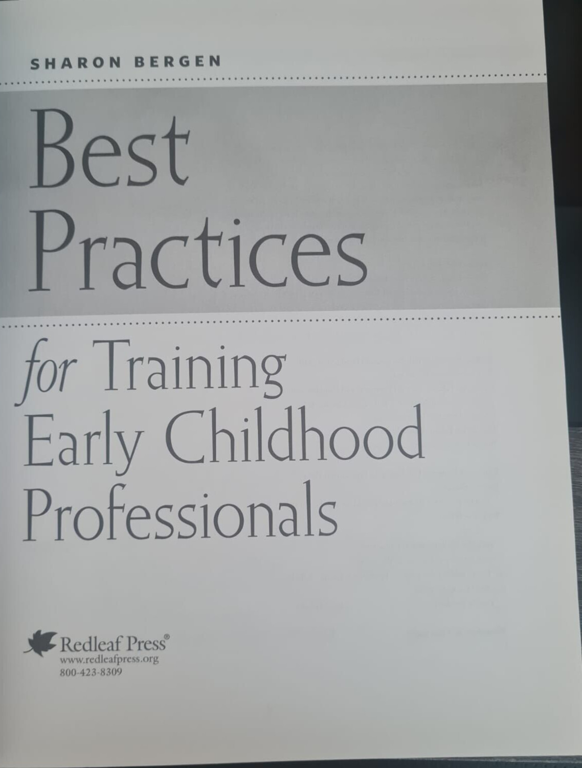 Best Practices for Training Early Childhood Professionals, by Sharon Bergen