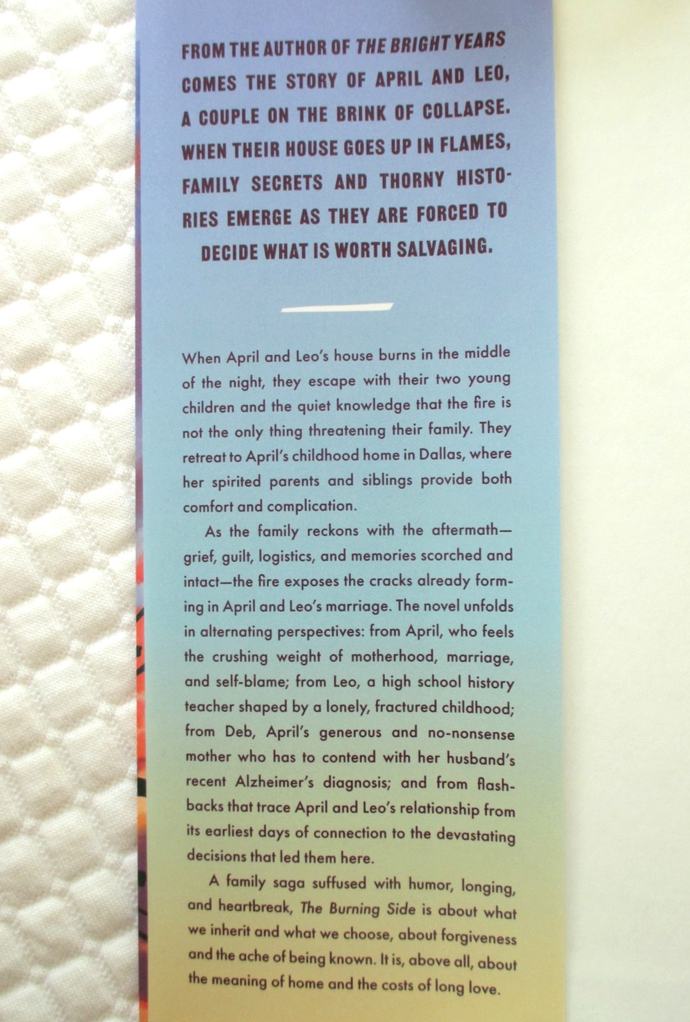 The Burning Side, A Novel by Sarah Damoff – Hardcover, 2026 – BOTM Edition