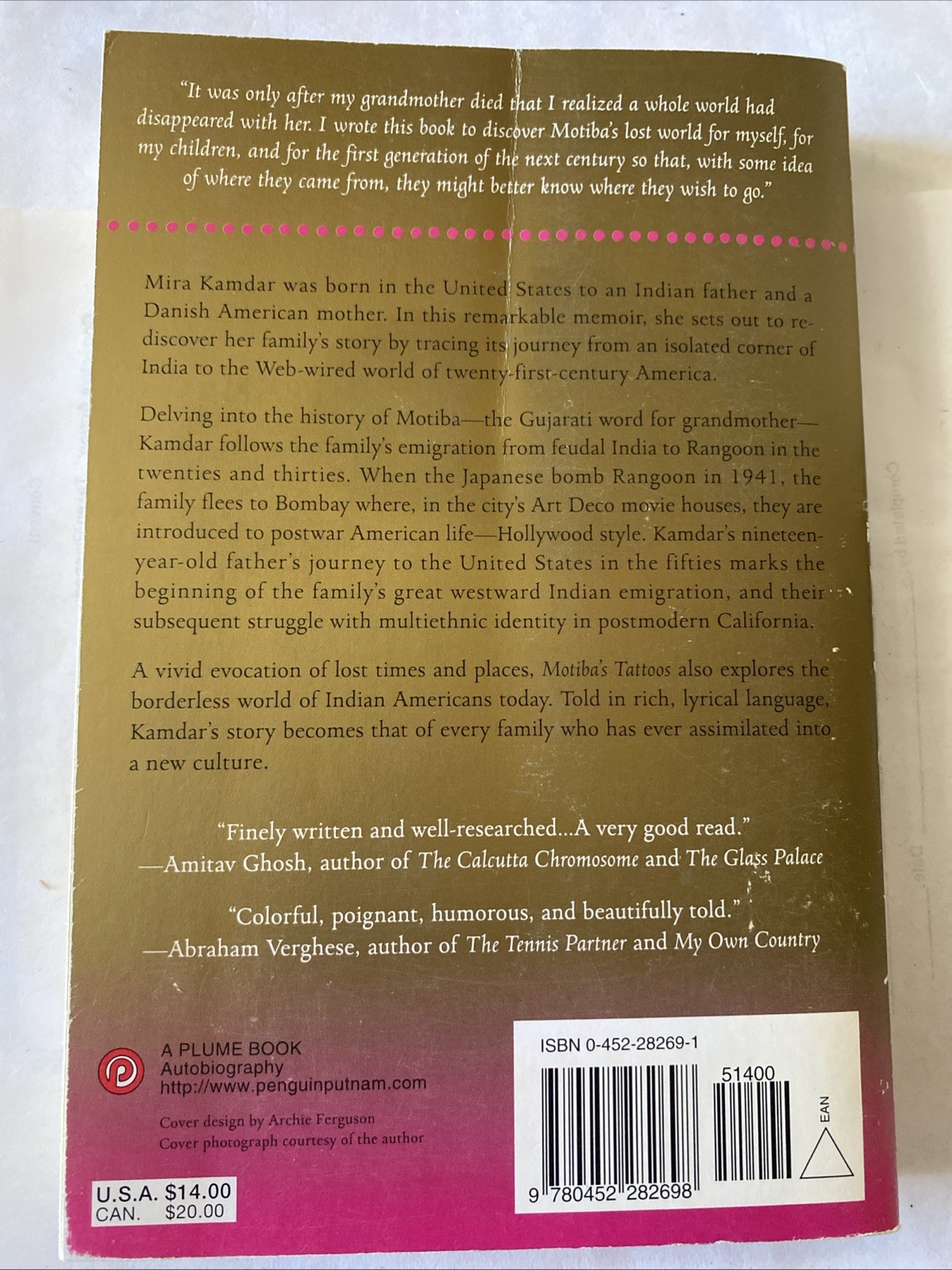 Motiba’s Tattoos; Paperback Mira Kamdar 2001