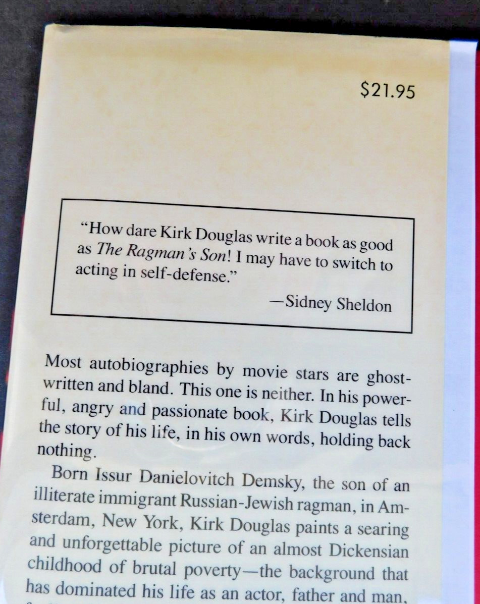 *SIGNED* Hollywood memoir KIRK DOUGLAS 1988 Life photos RAGMAN’S SON 510 pages