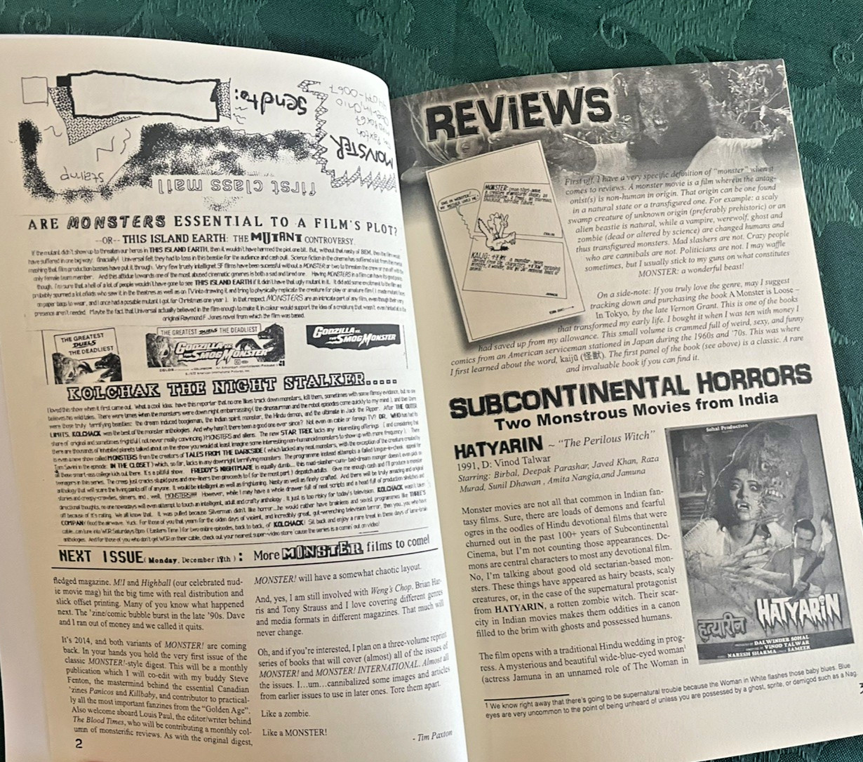 Monster! Issue 1 2014 Obscure Horror Fantasy Fanzine Reviews Columns 47 Pages