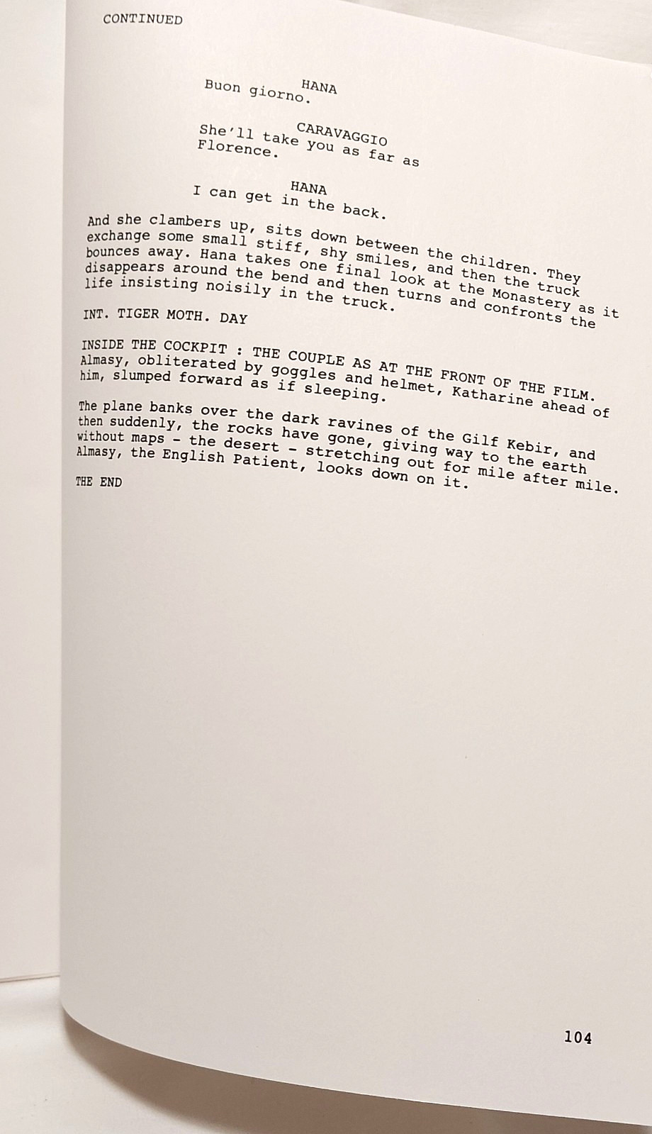Screenplay – The English Patient by Anthony Minghella 104 pages