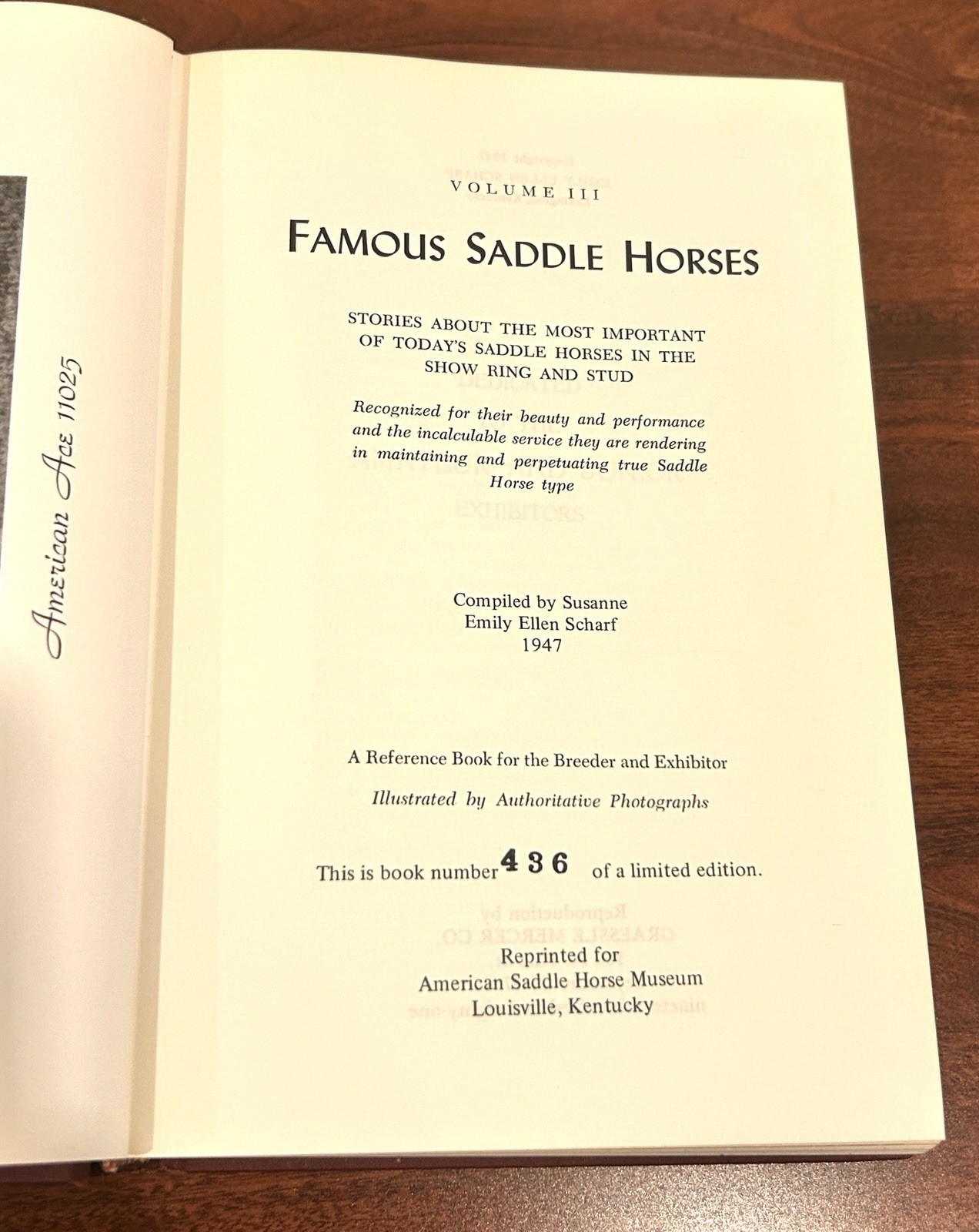 Famous Saddle Horses 3 Vol Set Ltd Ed #436 American Saddlebred Susanne Scharf
