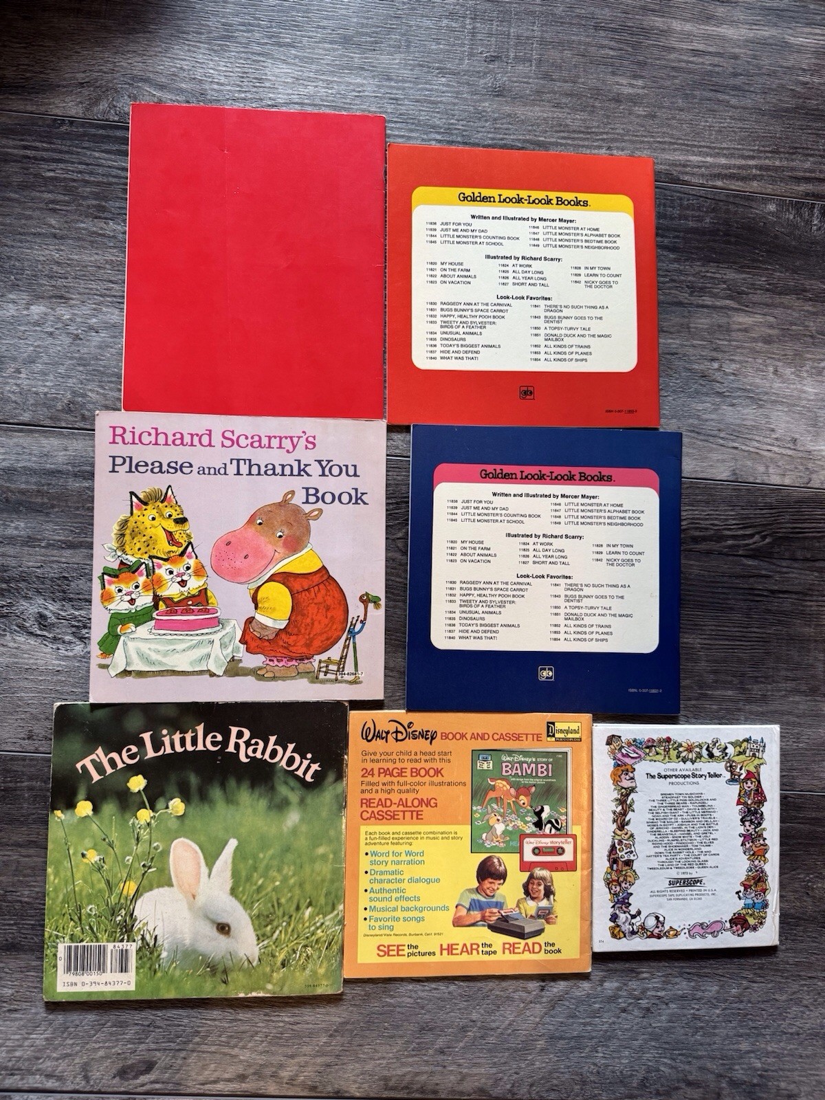 7 Vintage Childrens Books 1970’s Bugs Bunny, Planes, Motorcycles, Wizard Of Oz