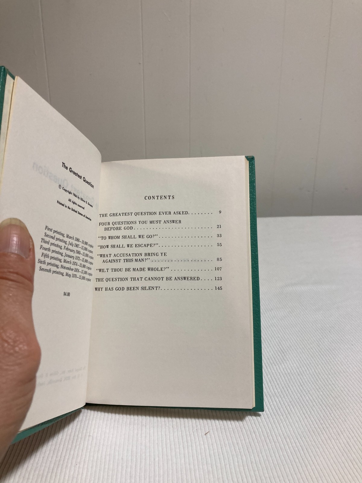 The Greatest Question by Oliver B. Greene (HC, 1976, G+)
