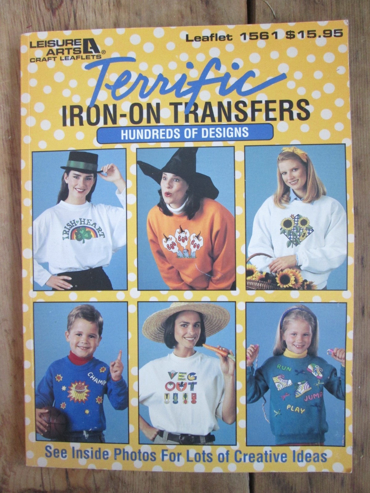 Terrific Iron-On Transfers Book Leisure Arts Hundreds of Designs! Vintage 1994