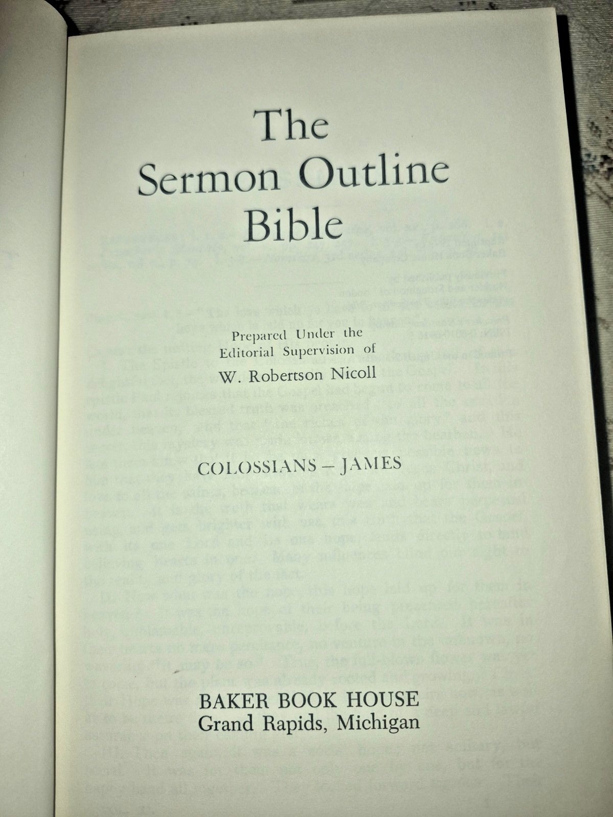 Sermon Outline Bible Colossians to James W. Robert Nicoll H/C