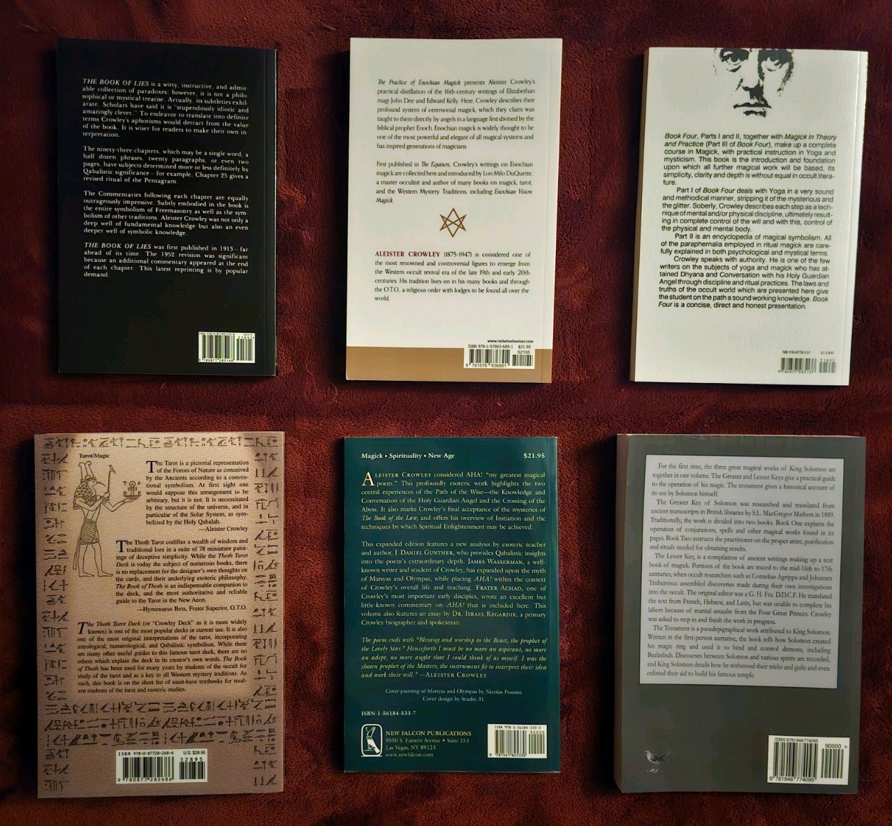 6 book Aleister Crowley lot Enochian Magick AHA! 4 of Thoth Lies The Bks Solomon