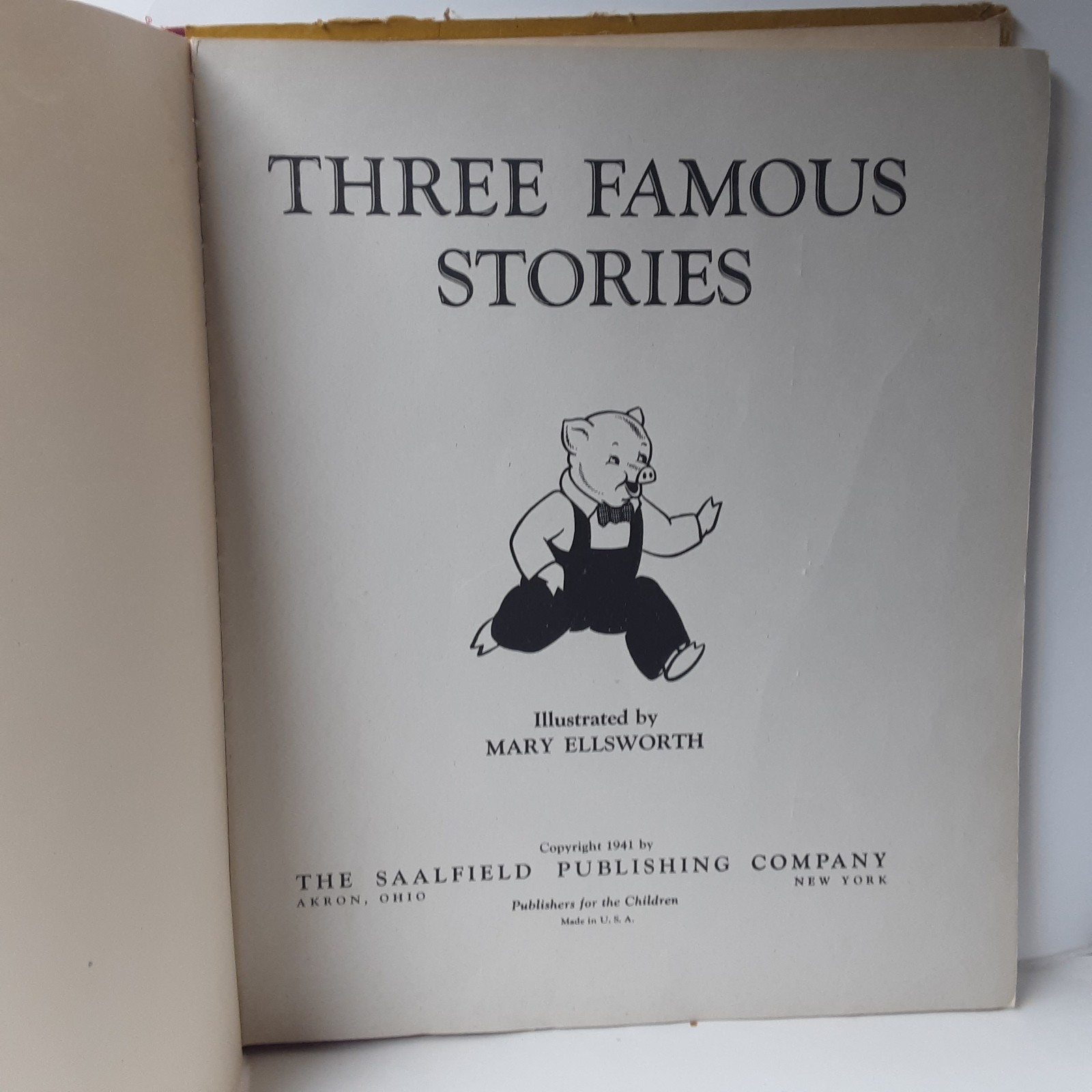 Vintage THREE FAMOUS STORIES Three Little Kittens Three Bears Three Pigs 1941