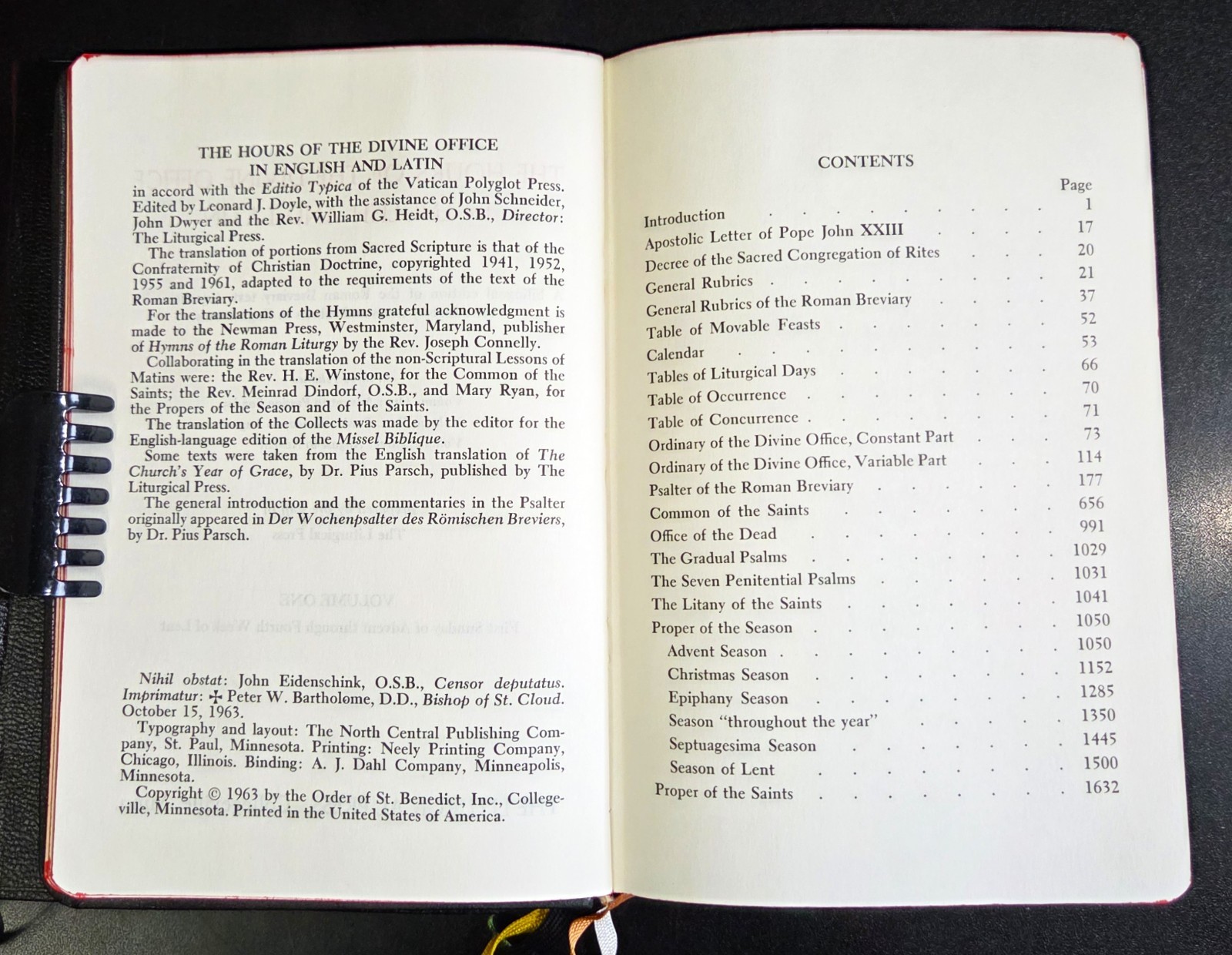 THE DIVINE OFFICE BREVIARY (Latin/English) 3 Volume Set (Leather) Slipcases 1963