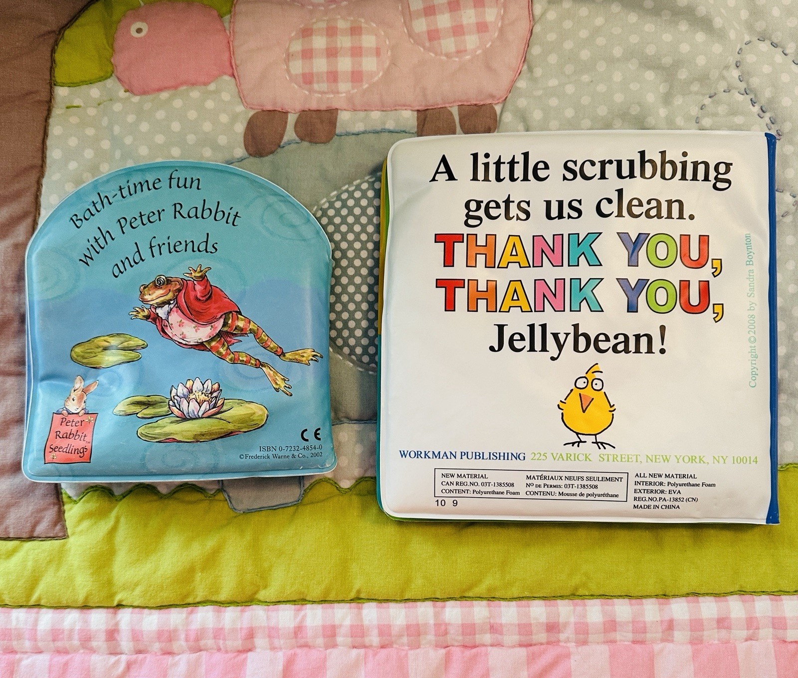 Lot Of 2 Children’s Waterproof Bath Books-Peter Rabbit & Barnyard Bath Preowned