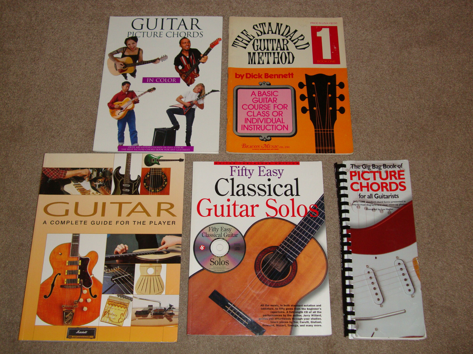 Fifty Easy Classical Solos Amsco Picture Chords Guide Method Guitar Songbook Lot