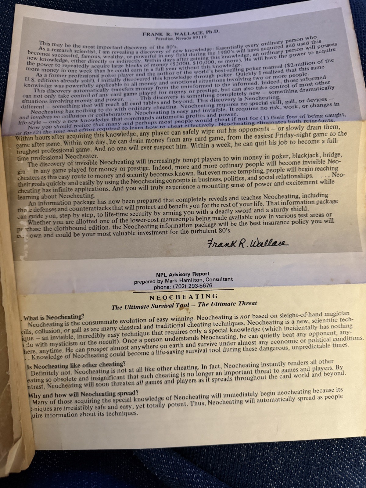 1st EDITION Neocheating Manuscript Book AND RARE Pamphlet by Frank R. Wallace