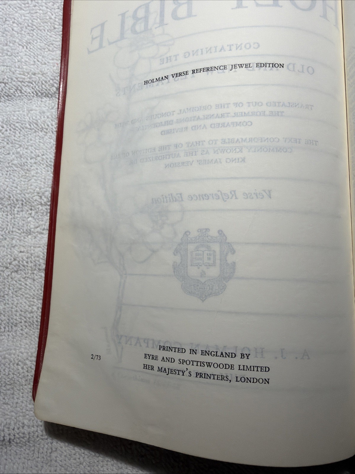 Holy Bible Red Letter Verse Reference Concordance Holman Company Ref Jewel Ed