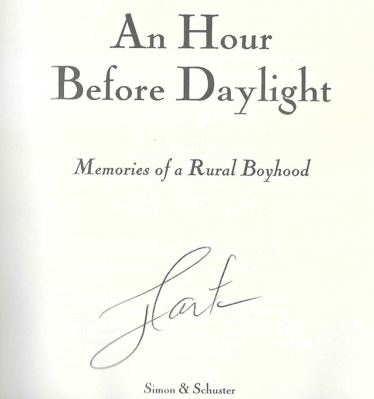 An Hour Before Daylight / SIGNED / Jimmy Carter / NOT Personalized! / 1st Ed. HC