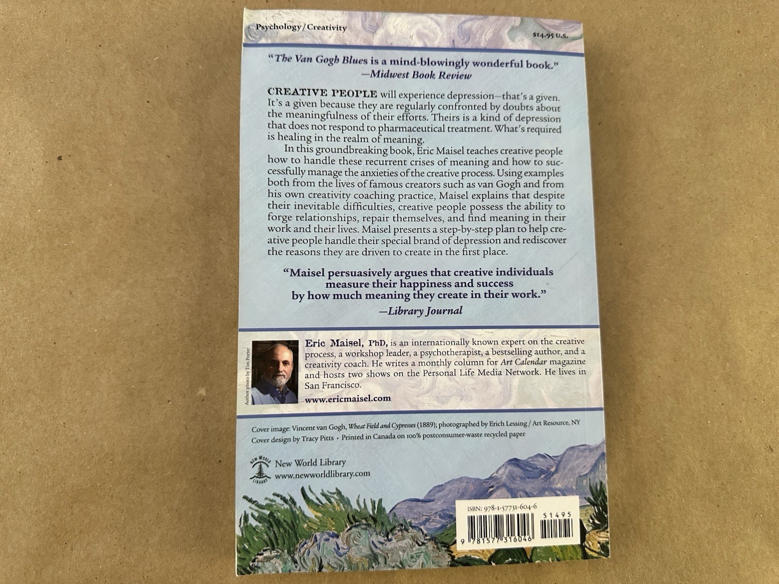 The Van Gogh Blues Eric Maisel Paperback Psychology Creativity New World Library