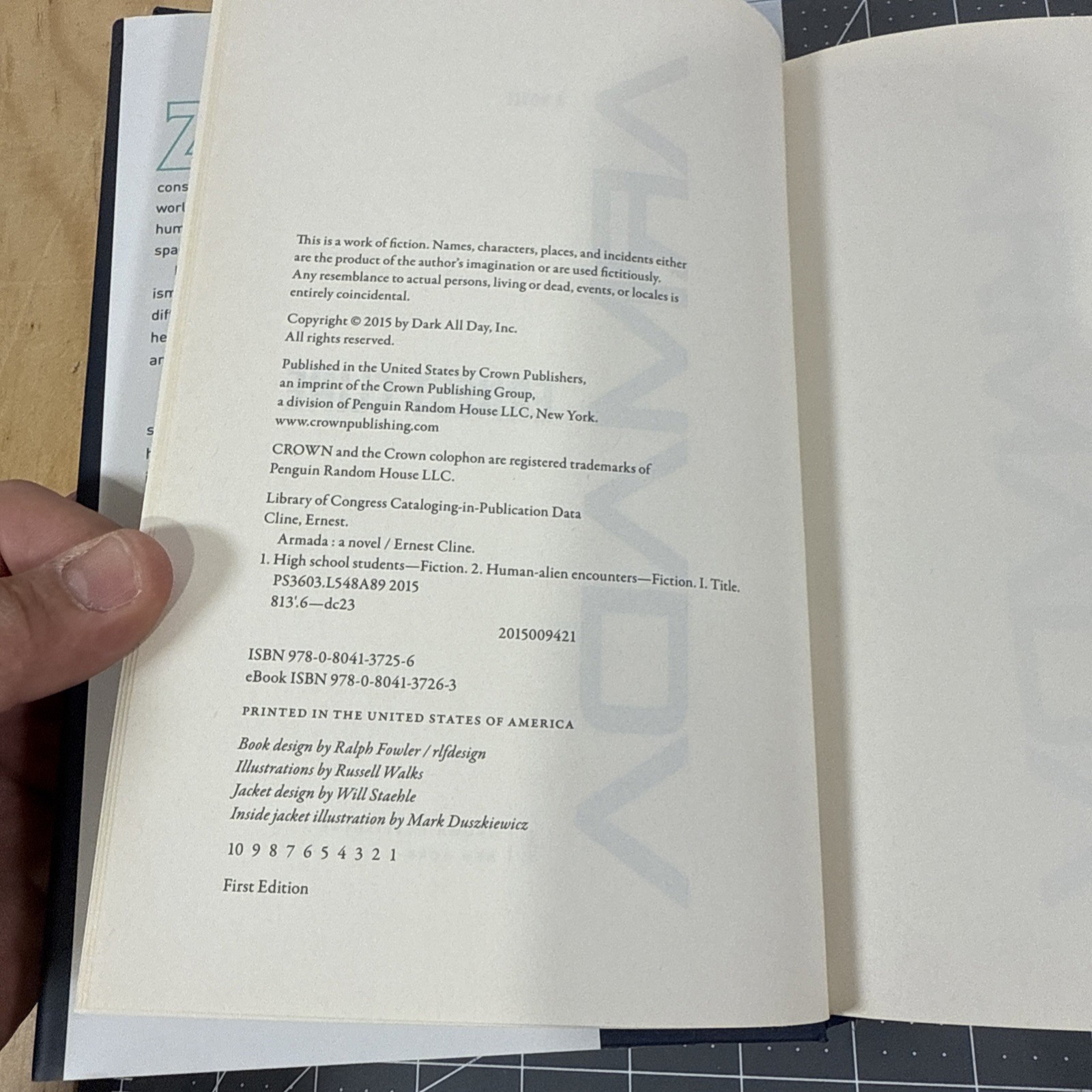 ARMADA by ERNEST CLINE, 1st Edition 1st Printing- HARDCOVER – Used good condit