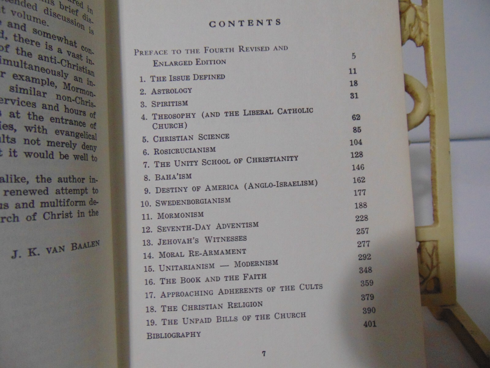 VTG THE CHAOS OF CULTS A Study in Present-Day Isms J.K. VAN BAALEN HCDJ 1962 VGC