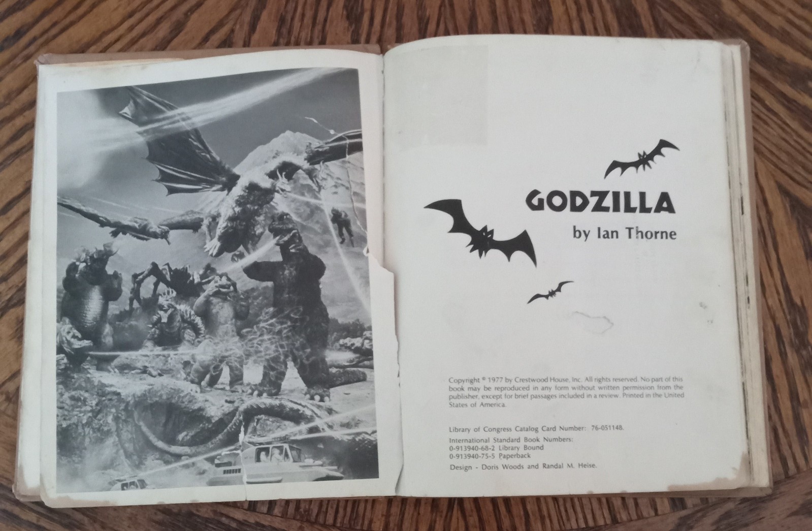 Godzilla Crestwood House Book Ian Thorne HC 1977 Rough Shape but Complete