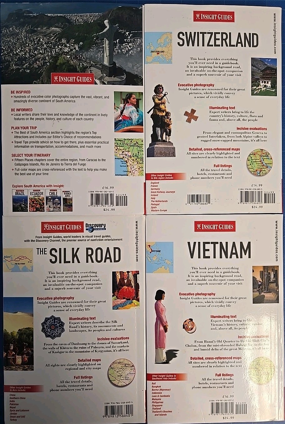 Insight Guides Travel Guidebooks 16 lot Vietnam Greece Israel Brazil Switzerland