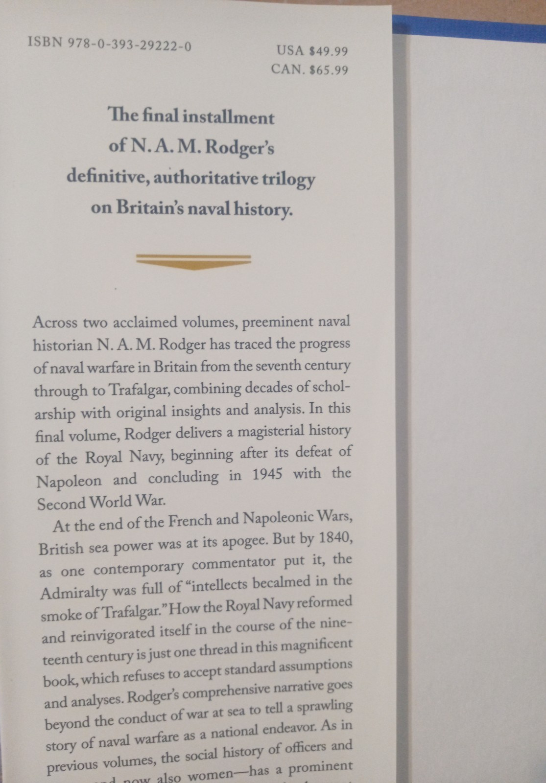 The Price of Victory: A Naval History of Britain: 1815 – 1945–N.A.M. RODGER–HC