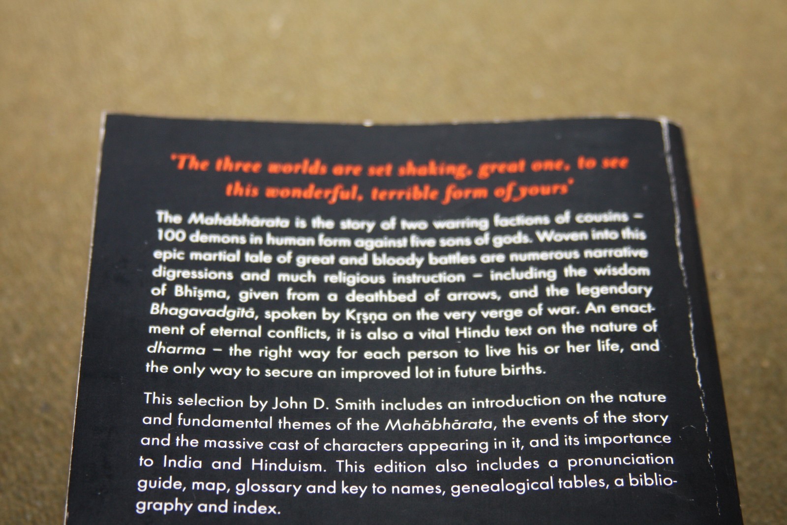 The Mahabharata Abridged & Translated by John D. Smith 2009 TPB Penguin Classics