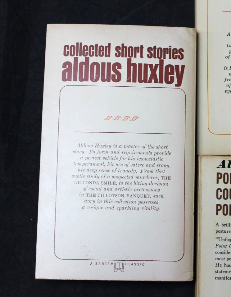 7 VINTAGE ALDOUS HUXLEY PAPERBACK BOOKS: BRAVE NEW WORLD, ISLAND, APE & ESSENCE