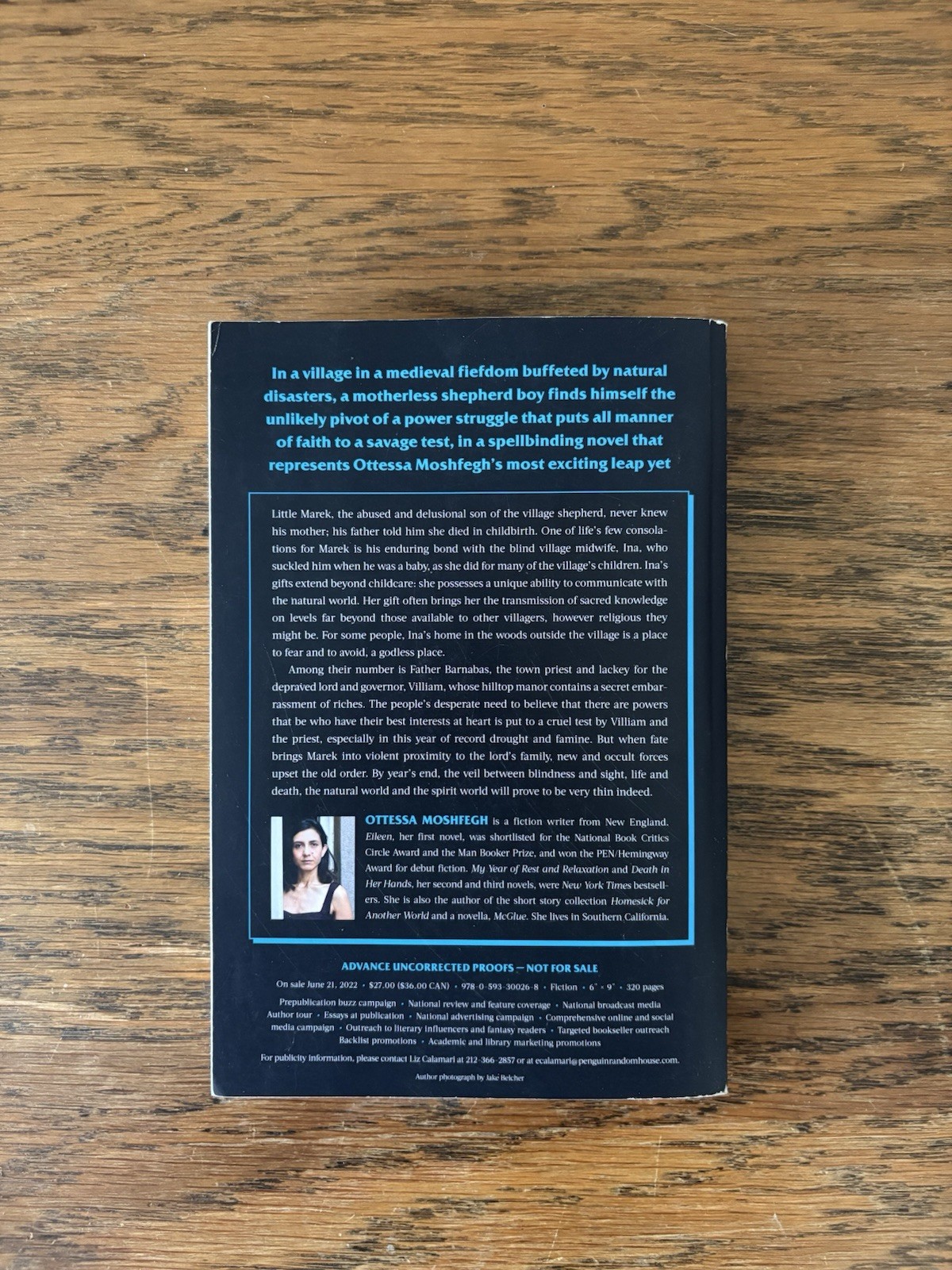 Ottessa Moshfegh Lapvona 2022 Paperback Advance Uncorrected Proof Fiction
