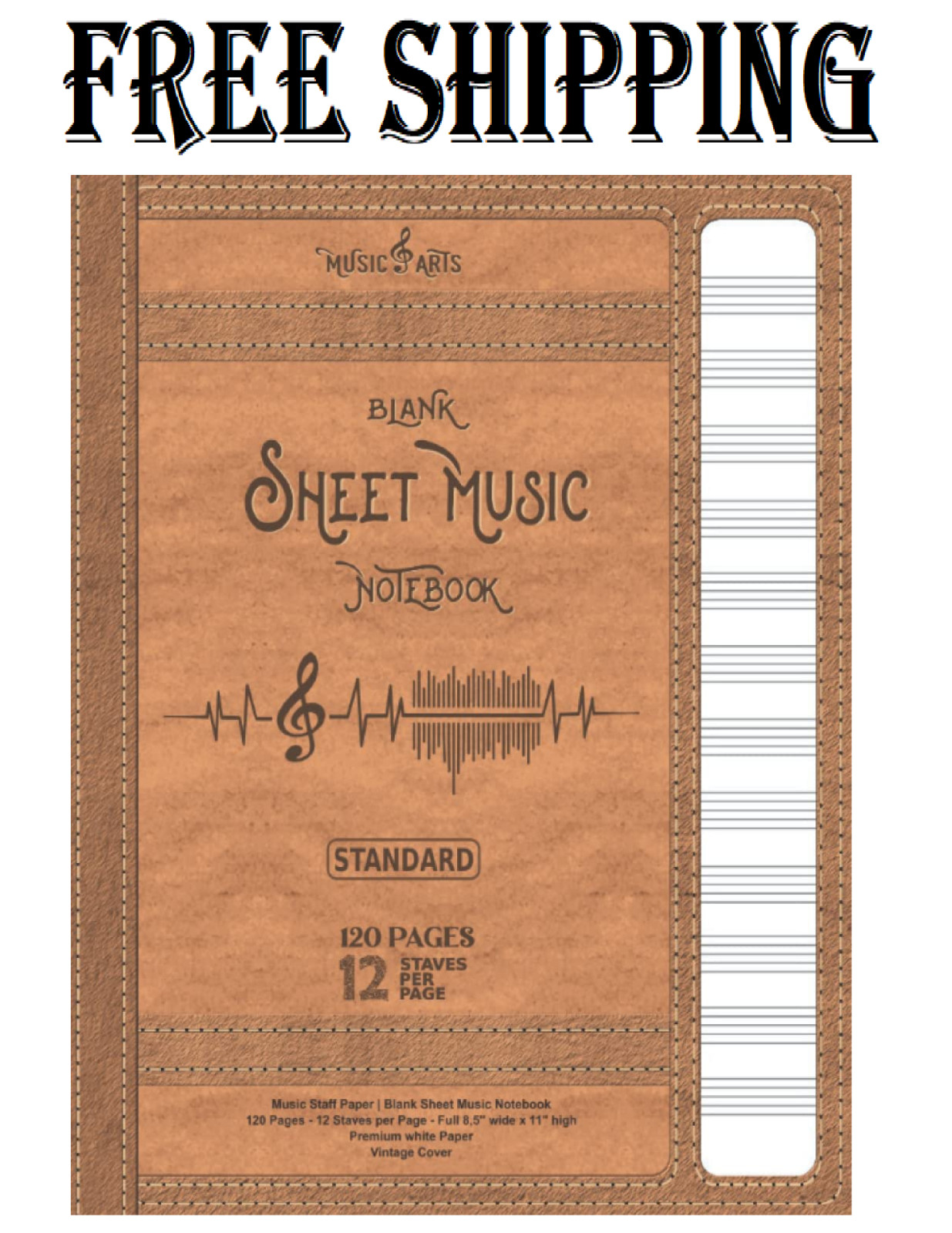 Blank Sheet Music Notebook | Music Manuscript Paper Notebook | 120 Pages | 12 St