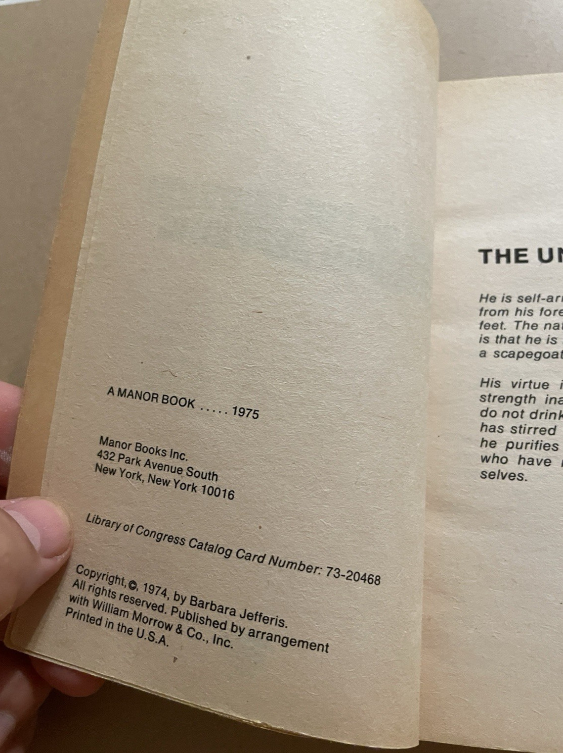 Rare 1975 Time of the Unicorn Barbara Jefferis Paperback Sorcery Manor Books