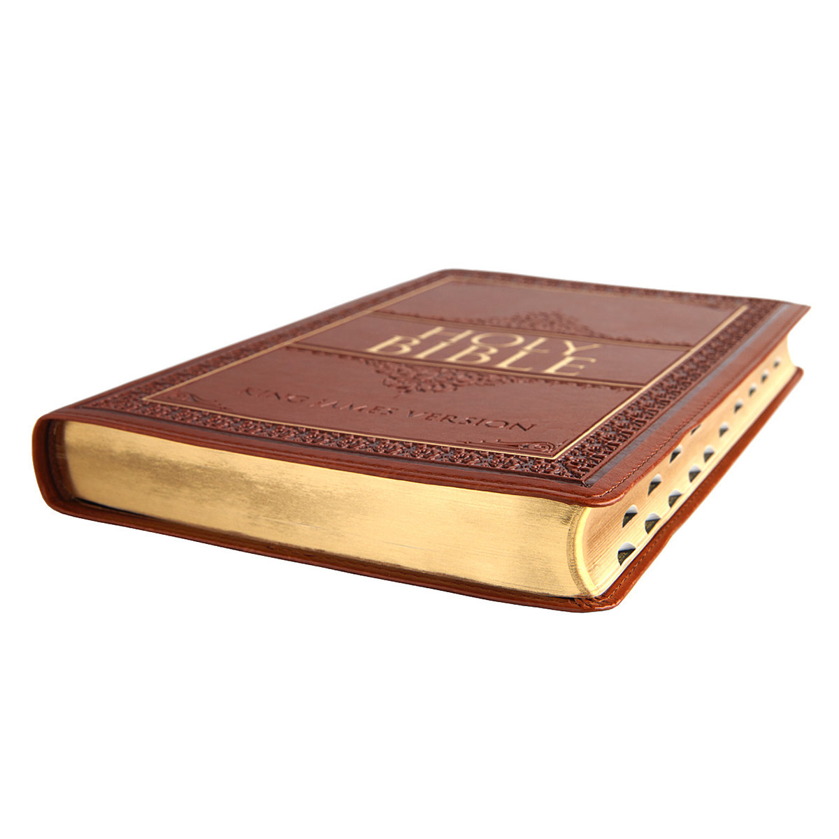 The Holy Bible King James Version LARGE PRINT Thumb Indexed Edition / TAN