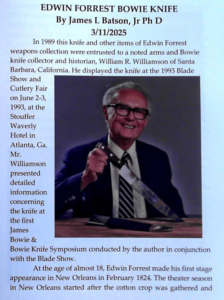 2 in 1 Books on Jim Bowie Edwin Forrest Knife & Acadia Plantation Bowie’s Home