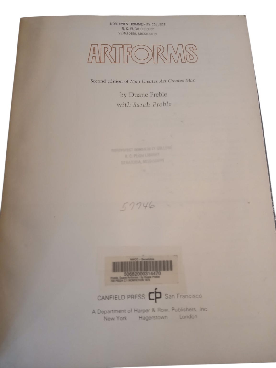 Artforms Duane Preble 1978 Second Edition Art Psychology Harper & Row