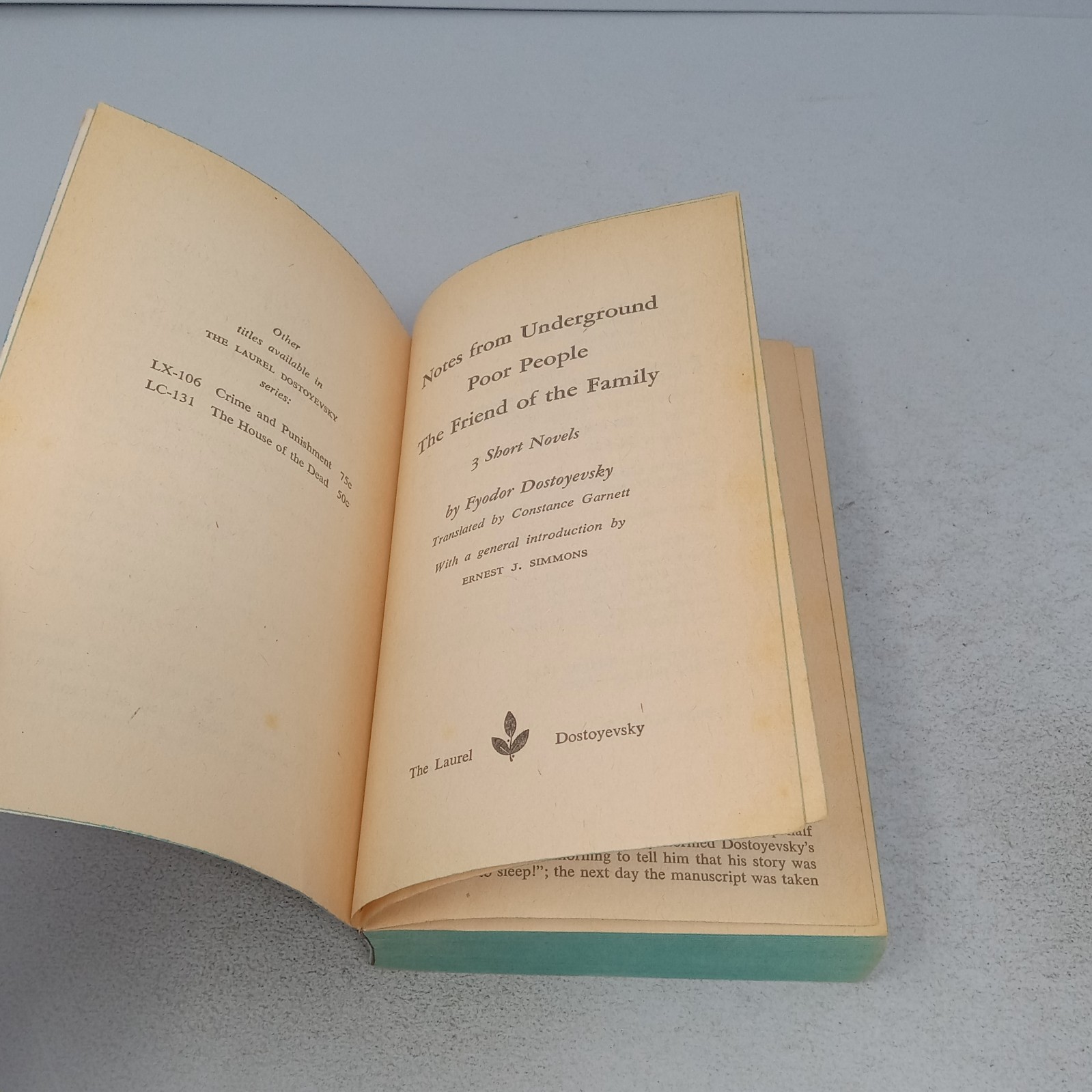 Notes from Underground Poor People Friend of Family 1961 Dell PB Dostoyevsky