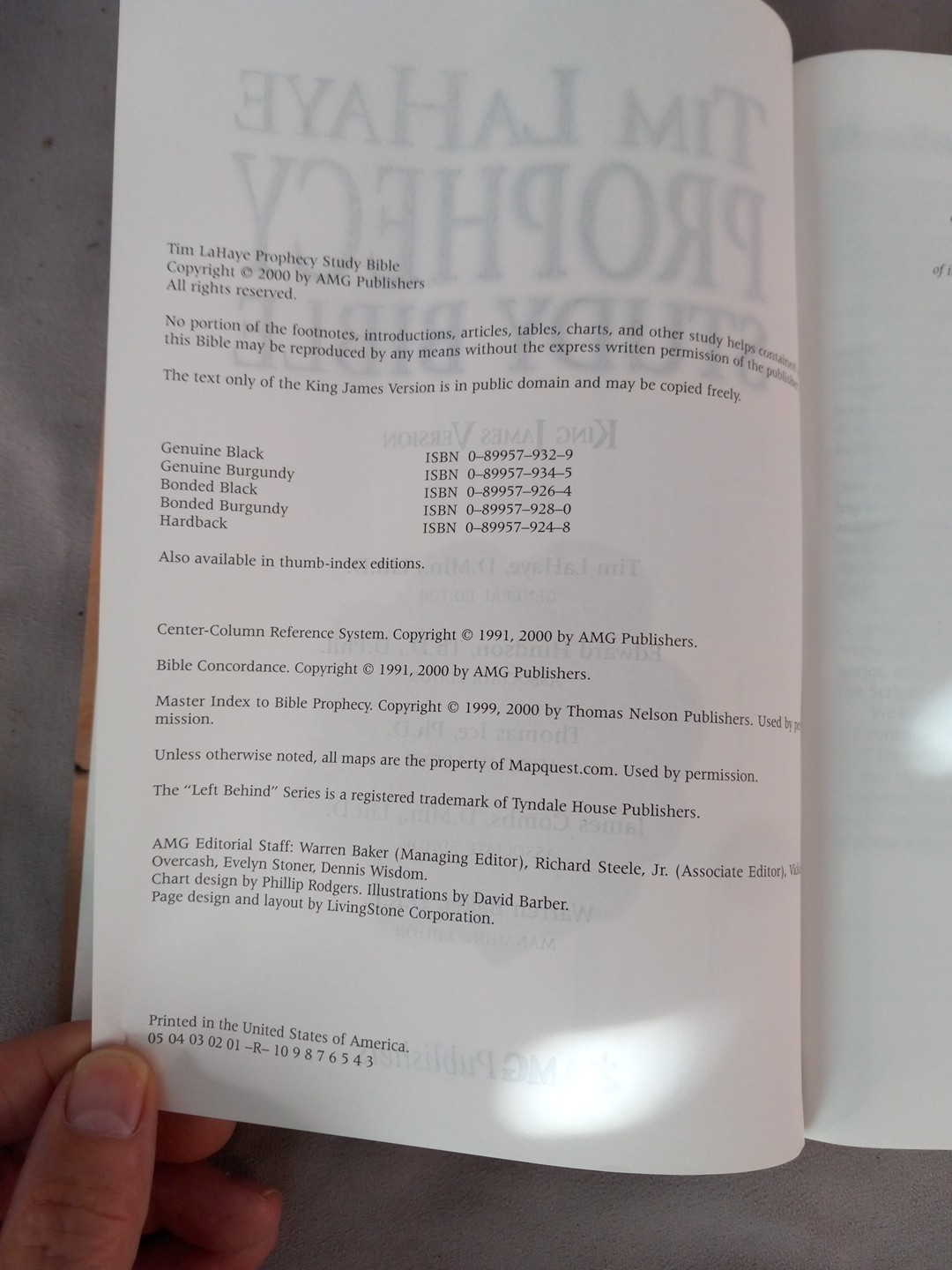 Prophecy Study Bible KJV Tim LaHaye 2000 Hardcover
